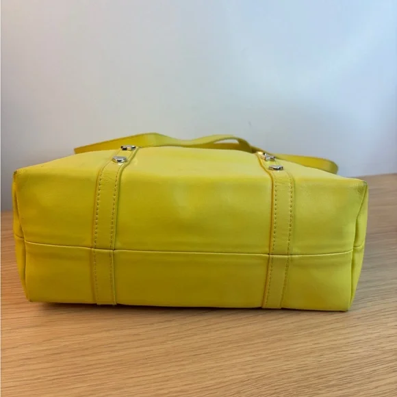 Furla Yellow Leather Tote Bag Made in Italy Heart Star Studded Shoulder Bag - Picture 12 of 14